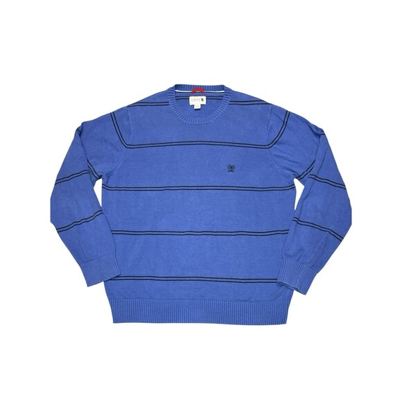 Vintage Crest By Tommy Hilfiger Blue  Stripe Crewneck Sweater With Logo Y2K - Picture 1 of 8